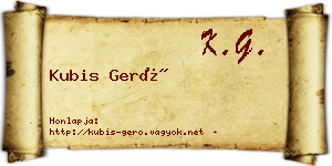 Kubis Gerő névjegykártya